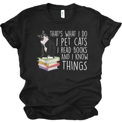 That's What I Do I Pet Cat I Read Books Tuxedo Cat Bookworm Unisex Jersey T-Shirt - Bookorys AU