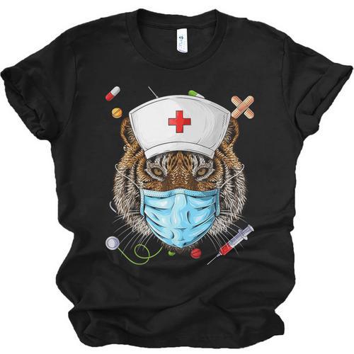 Tiger Nurse RN ER Nursing School Graduation Unisex Jersey T-Shirt - Best Gift Smart