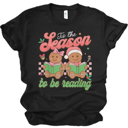 Tis The Season Book Reading Gingerbread Teacher Librarian Unisex Jersey T-Shirt - Bookorys