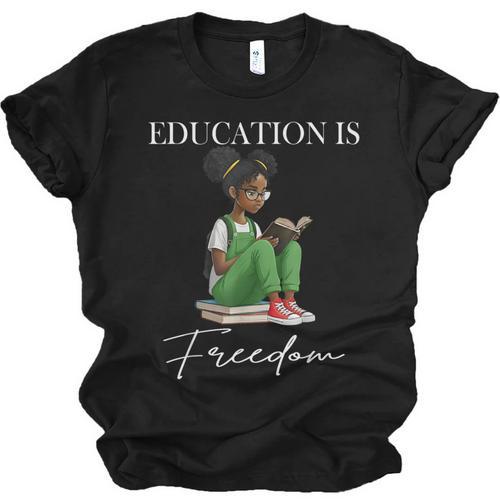 History Month Education Is Freedom Books Black Teacher Unisex Jersey T-Shirt - Bookorys