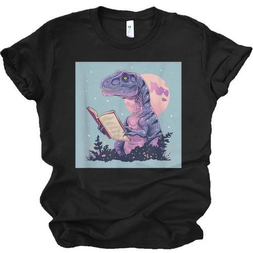 Trex Reading Book Dinosaur Unisex Jersey T-Shirt - Bookorys