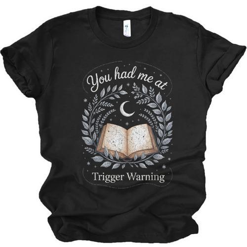 You Had Me At Trigger Warning Dark Romance Skeleton Book Unisex Jersey T-Shirt - Bookorys