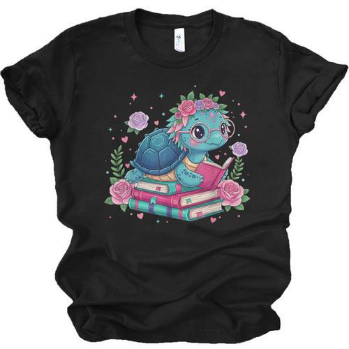 Turtle Bookworm Reading Book Bookworm Book Nerd Cute Graphic Unisex Jersey T-Shirt - Bookorys DE