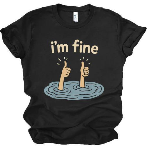 Two Thumbs Up I'm Fine Sarcastic Meme Introvert Humor Unisex Jersey T-Shirt - Raresse