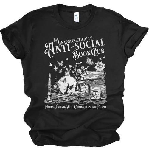 Unapologetically Antisocial Book Club Meets Weekly Retro Unisex Jersey T-Shirt - Bookorys DE