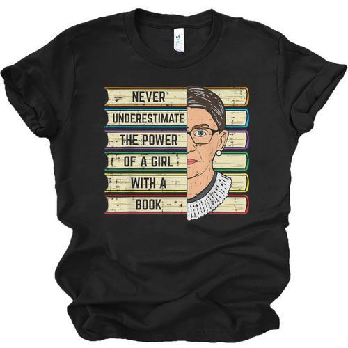 Never Underestimate Girl Read Book Reading Librarian Women Unisex Jersey T-Shirt - Bookorys CA