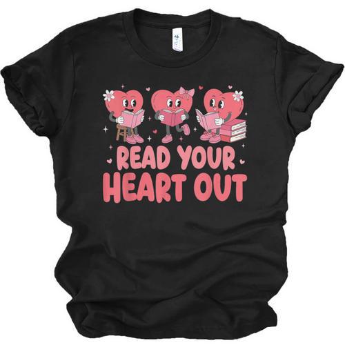 Valentine Day Book Read Your Heart Out Lovers Teacher Kids Unisex Jersey T-Shirt - Bookorys UK