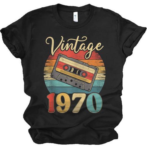 Vintage 1970 Retro Cassette Tape 70s Born Nostalgia Birthday Unisex Jersey T-Shirt - Figerry
