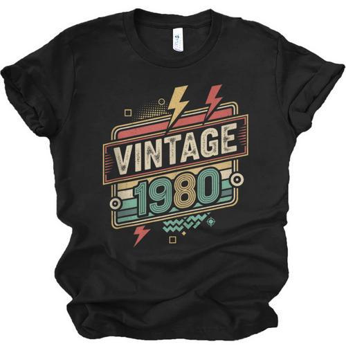 Vintage 1980 Retro Badge Decade Nostalgia Graphic Emblem Unisex Jersey T-Shirt - Figerry