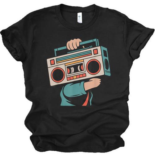 Vintage 80s 90s Retro Boombox Music Hip Hop Nostalgia Party Unisex Jersey T-Shirt - Figerry