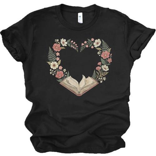 Vintage Book Lover Valentine Heart Unisex Jersey T-Shirt - Bookorys DE