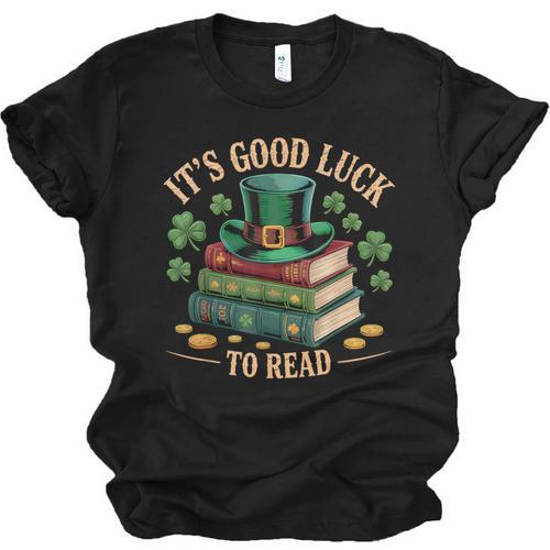 Vintage It's Good Luck To Read St Patrick's Day Book Lucky Unisex Jersey T-Shirt - Bookorys