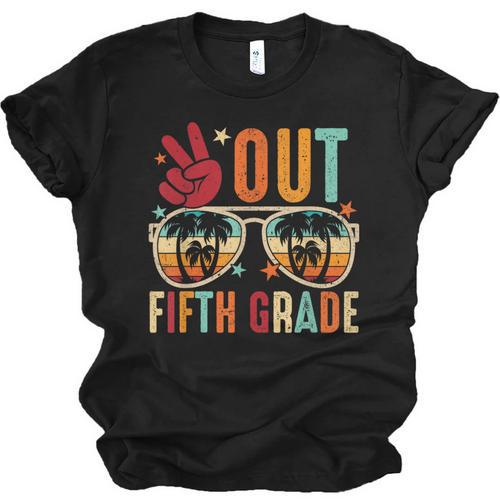 Vintage Peace Out 5th Grade Graduation Last Day Of School Unisex Jersey T-Shirt - Best Gift Smart