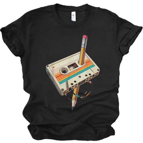 Vintage Pencil Rewind Cassette Tape Nostalgia Party 80s 90s Unisex Jersey T-Shirt - Figerry