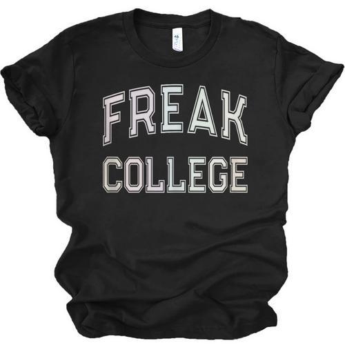 Vintage Sarcastic FREAK COLLEGE Introvert Anti Social Unisex Jersey T-Shirt - Raresse