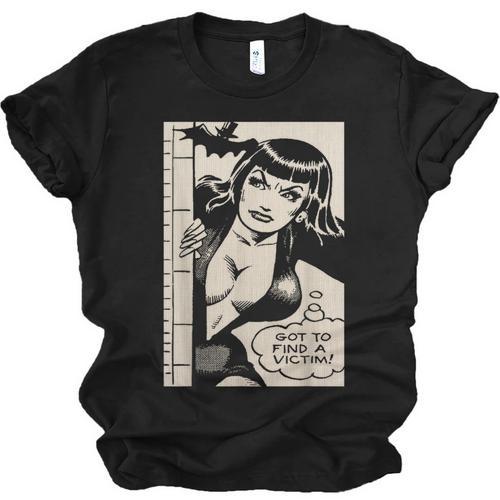 Vintage Vampire Bat Vampire Pin Up Girl Horror Comic Book Unisex Jersey T-Shirt - Bookorys