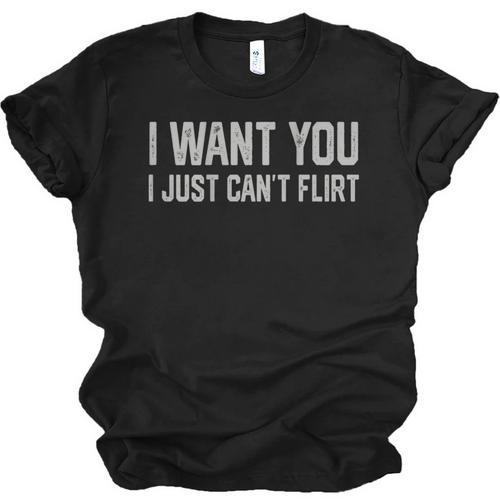 I Want You I Just Can’t Flirt Introvert Quote Unisex Jersey T-Shirt - Raresse