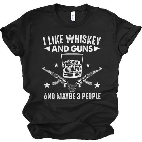 I Like Whiskey And Guns And Maybe 3 People Introvert Unisex Jersey T-Shirt - Raresse