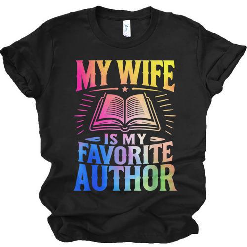 My Wife Is My Favorite Author Book Writer Writing Husband Unisex Jersey T-Shirt - Bookorys
