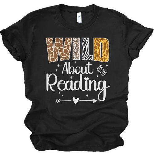 Wild About Reading Book Lover Bookworm Library Day Unisex Jersey T-Shirt - Bookorys AU