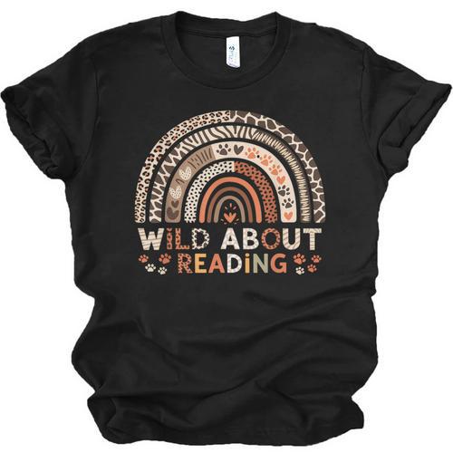 Wild About Reading Books Reader Lover Library Day Librarian Unisex Jersey T-Shirt - Bookorys