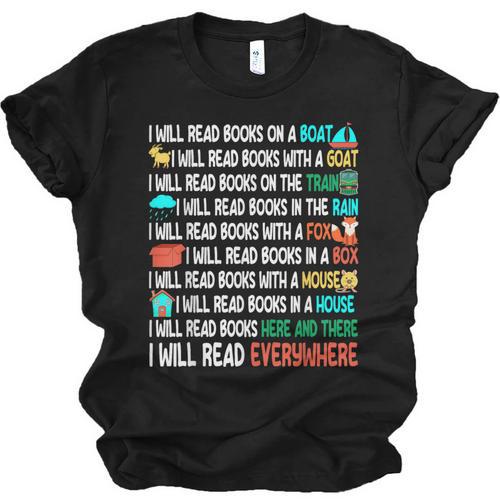 I Will Read Books On A Boat & Everywhere Reading Book Unisex Jersey T-Shirt - Bookorys