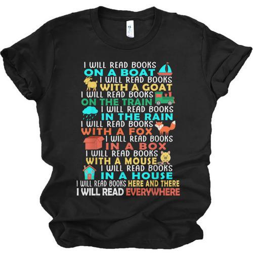 I Will Read Books On A Boat Kids Reading Read Books Unisex Jersey T-Shirt - Bookorys