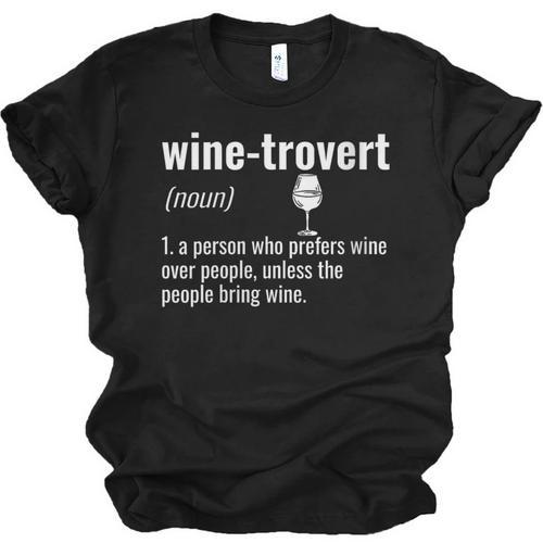 Wine-Trovert Wine Humor Definition Introvert Unisex Jersey T-Shirt - Raresse