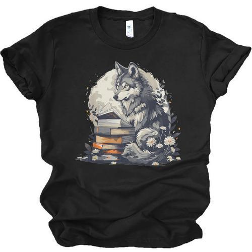Wolf Reading Book Librarian Library Wolves Unisex Jersey T-Shirt - Bookorys AU