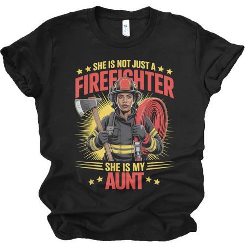Woman Firefighter Aunt TiTi Auntie Black Graduation Unisex Jersey T-Shirt - Best Gift Smart
