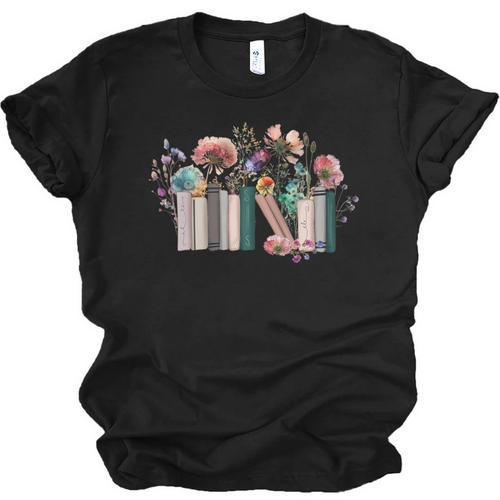 Women Book Lover Shirt Wildflowers Cottagecore Flowers Book Unisex Jersey T-Shirt - Bookorys