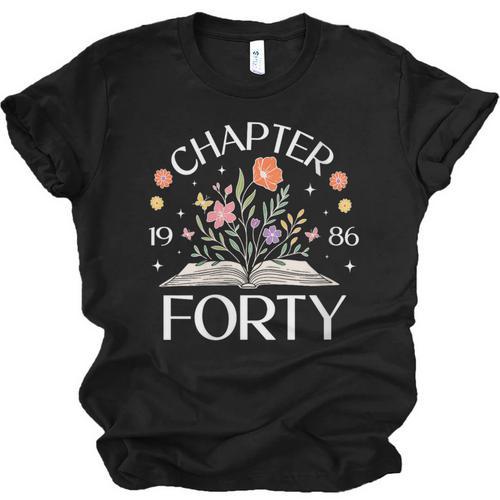 Women's 1986 Chapter Forty 40th Birthday Wildflower Book 40 Year Old Unisex Jersey T-Shirt - Bookorys