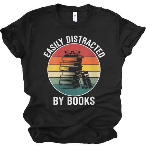 Women's Easily Distracted By Books Unisex Jersey T-Shirt - Bookorys AU