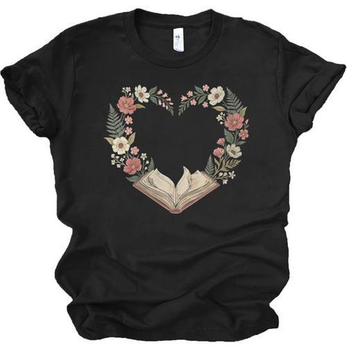 Women's Vintage Book Lover Valentine Heart Unisex Jersey T-Shirt - Bookorys CA