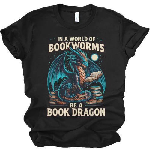 In a World Of Bookworms Be a Book Dragon Reading Unisex Jersey T-Shirt - Bookorys