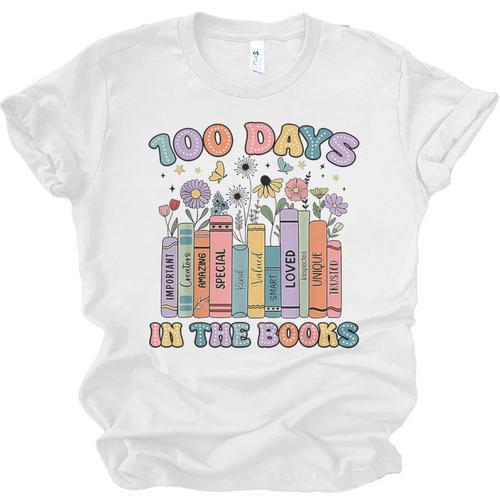 100 Days In The Books Reading Teacher 100th Day Of School Unisex Jersey T-Shirt - Bookorys