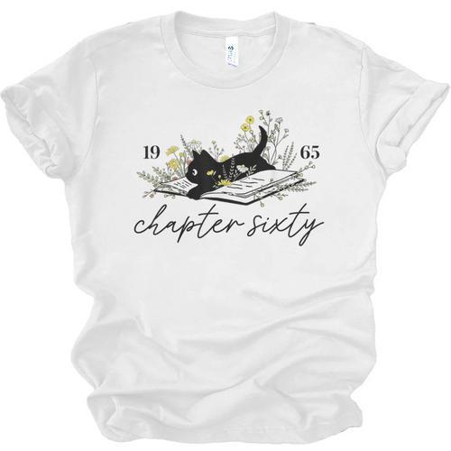 1965 Chapter Sixty Book Cat Lover 60th Birthday For Men Women Unisex Jersey T-Shirt - Bookorys AU