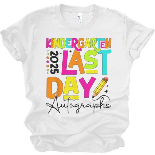 2025 Last Day Of School Autograph Kindergarten Graduation Unisex Jersey T-Shirt - Best Gift Smart