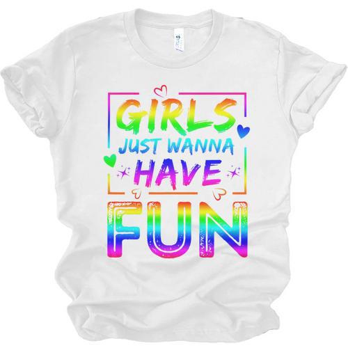 80's Girls Just Wanna Have Fun Nostalgia 1980s Style Premium Tri-Blend Unisex Jersey T-Shirt - Figerry