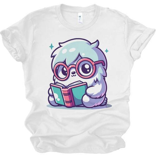 Adorable Book Lover Yeti With Reading Glasses Cute Unisex Jersey T-Shirt - Bookorys CA