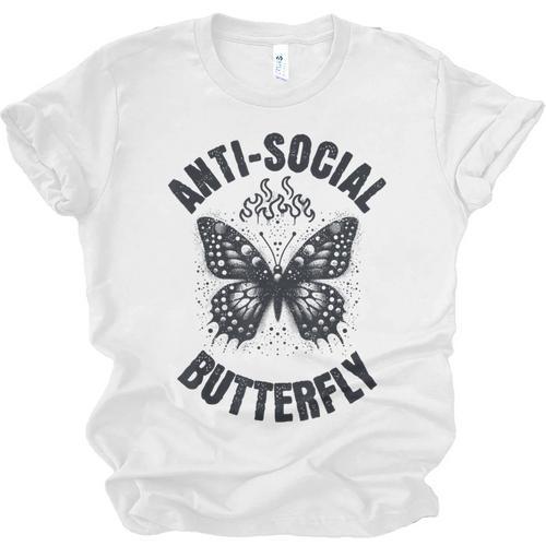 Anti-Social Butterfly Awkward Introvert Homebody Humor Unisex Jersey T-Shirt - Raresse