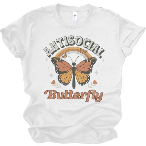 Antisocial Butterfly Tee For Introvert Men Women Girls Unisex Jersey T-Shirt - Raresse