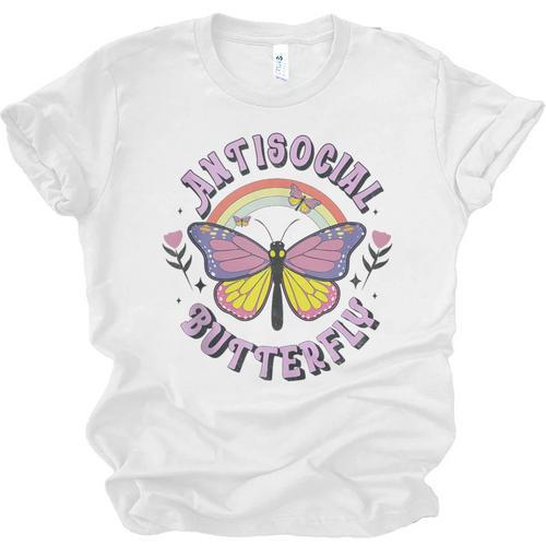 Antisocial Butterfly Tees For Introvert Men Women Girls Unisex Jersey T-Shirt - Raresse