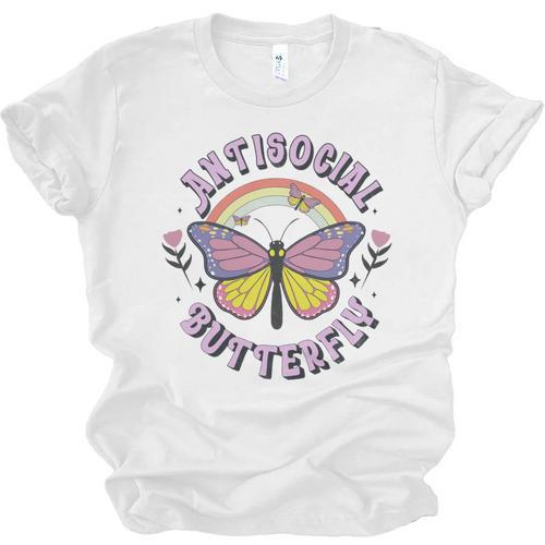 Antisocial Butterfly Tees For Introvert Men Women Girls Unisex Jersey T-Shirt - Raresse