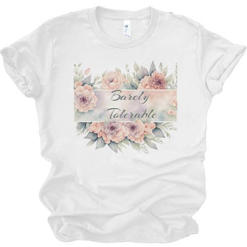 Barely Tolerable Book Floral Bookworm Lover Bookish Premium Unisex Jersey T-Shirt - Bookorys AU