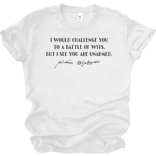 Battle Of Wits William Shakespeare Book Quote Unisex Jersey T-Shirt - Bookorys AU