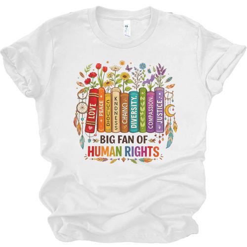 Boho Floral Book Big Fan Of Human Rights Liberal Protest Unisex Jersey T-Shirt - Bookorys AU