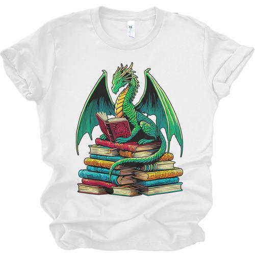 Book Dragon Reading Books Unisex Jersey T-Shirt - Bookorys AU