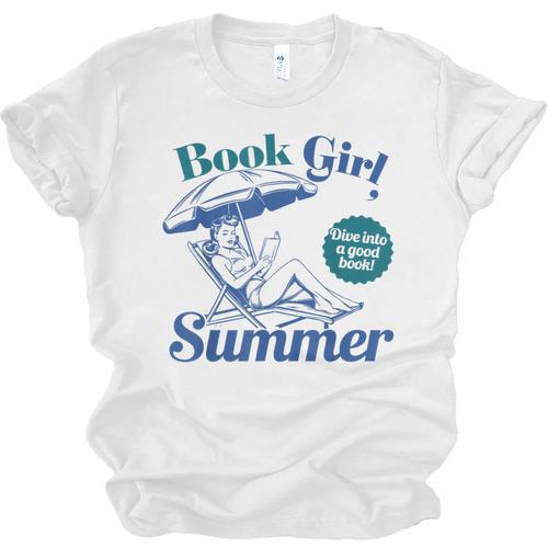 Book Girl Summer Bookish Beach Unisex Jersey T-Shirt - Bookorys UK