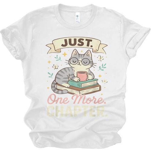 Book Lover Cute Cat Coffee Just 1 More Chapter Cozy Reading Unisex Jersey T-Shirt - Bookorys DE